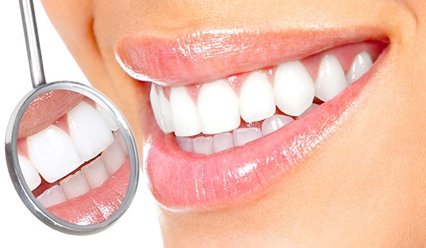 Closeup of healthy teeth and gums